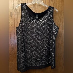 Ann Taylor Tank Top Black Lace L